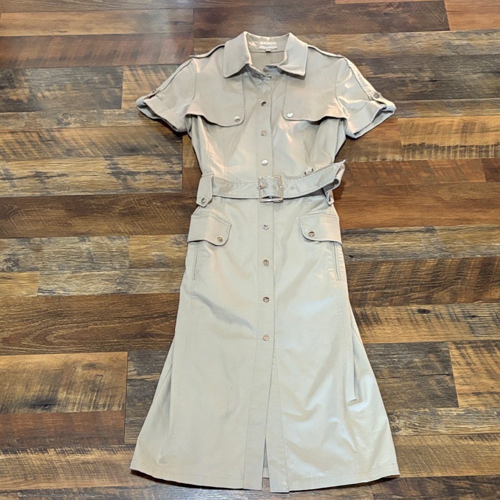 Karen Millen Utility Pocket Belted Short Sleeve‎ Midi Dress